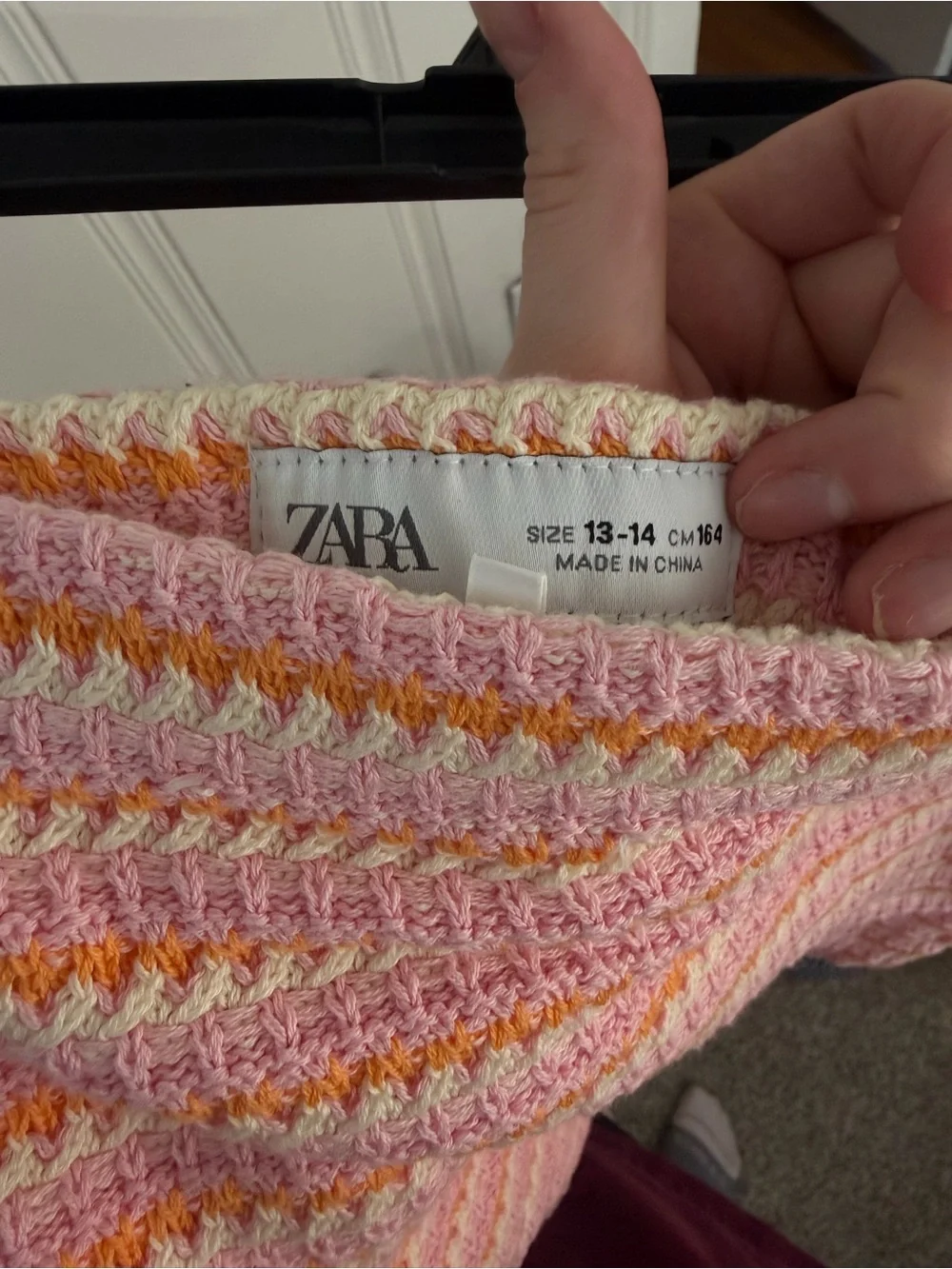 Zara kids Striped Pink & Cream Crochet Mini Skirt